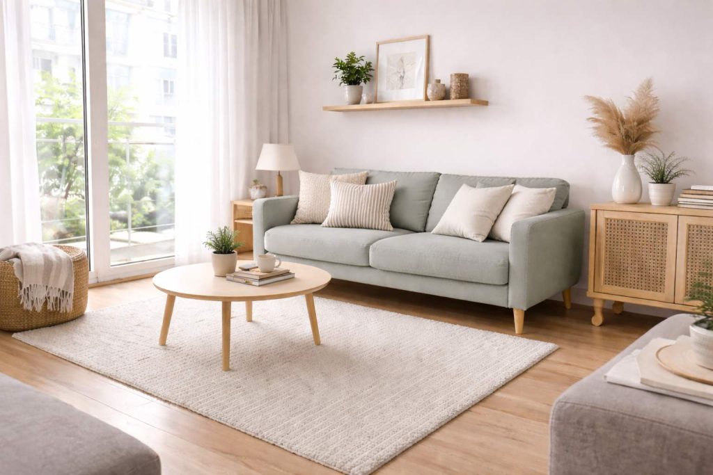 Estilo de sofá que amplia visualmente a sala pequena