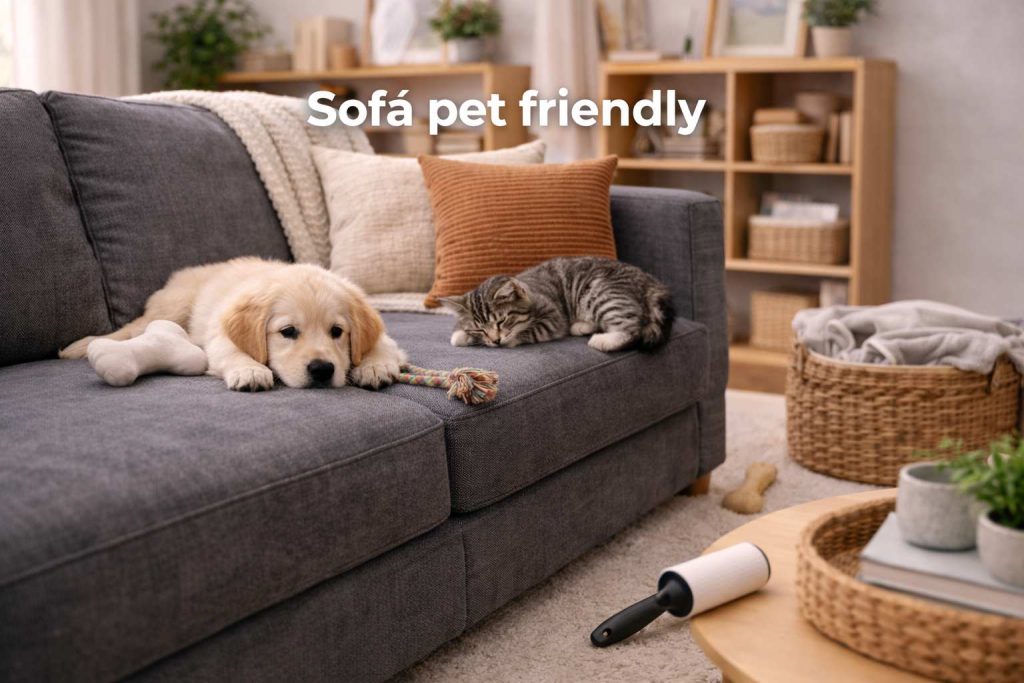 Sofá pet friendly: estilo, cor e manutenção