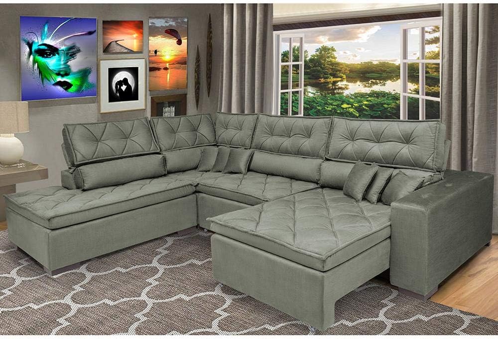 Sofá de Canto Retrátil e Reclinável Platinum (Lado Esquerdo)
